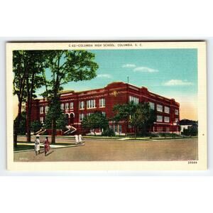 Vintage Linen Postcard Columbia High School Columbia SC 1940s